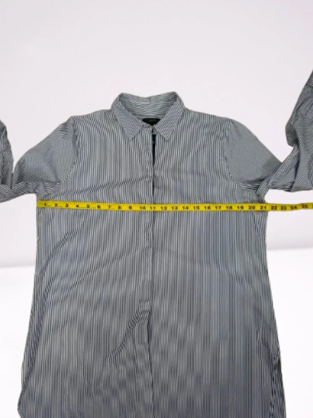 J. Crew Women's Endless Striped Button Down Shirt Tunic Size 14 Navy/White
